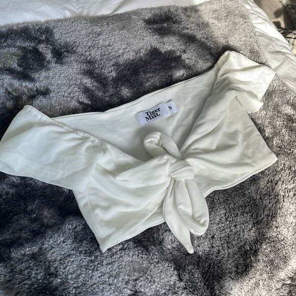 Tiger mist tie front crop top in white - Picture 1 of 4
